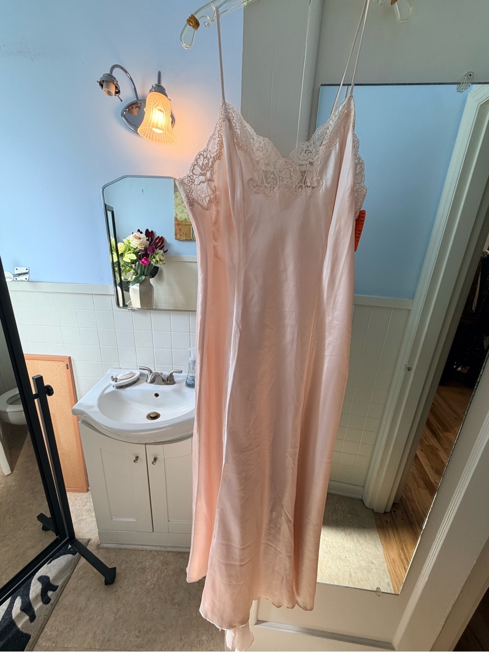 Victoria's Secret Pale Pink Satin Lace-Trim Slip